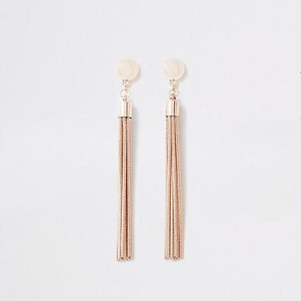 River Island Womens Rose Gold Colour Slinky Chain Drop Earrings