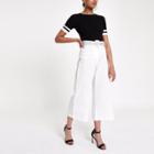 River Island Womens White Stitch Belted Culottes
