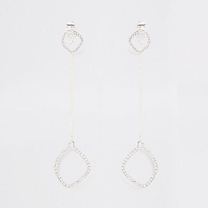 River Island Womens Silver Tone Front And Back Drop Earrings