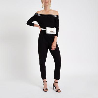 River Island Womens Bardot Tape Trim Jumpsuit