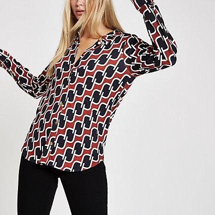 River Island Womens Geo Print Loose Fit Shirt