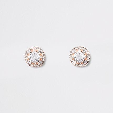 River Island Womens Gold Tone Cluster Rhinestone Dome Stud Earrings