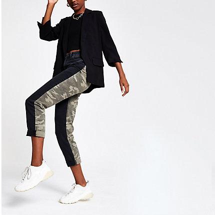 River Island Womens Mom Camo Jeans