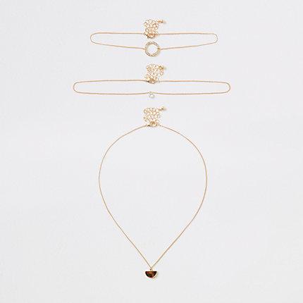 River Island Womens Gold Tone Pendant Necklace Multipack