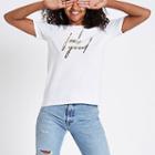 River Island Womens White 'feel Good' Camo Print T-shirt