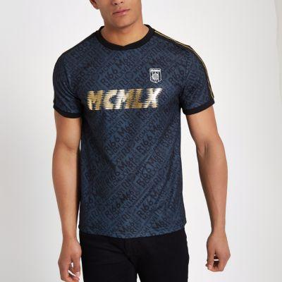 River Island Mens 'mcmlx' Football Style Tape T-shirt