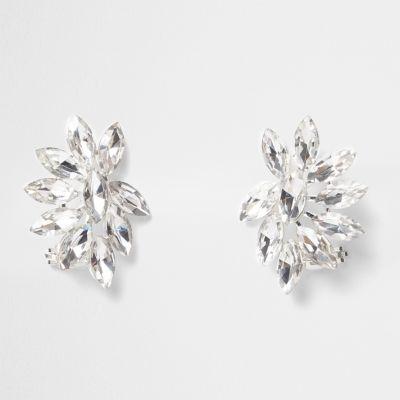 River Island Womens Silver Tone Diamante Ear Cuffs