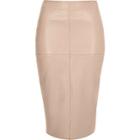 River Island Womens Nude Leather Look Pencil Skirt