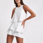 River Island Womens White Tiered Frill Sleeveless Playsuit