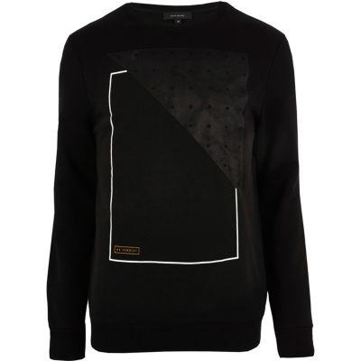 River Island Mensblack Suede Panel Sweatshirt