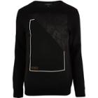 River Island Mensblack Suede Panel Sweatshirt