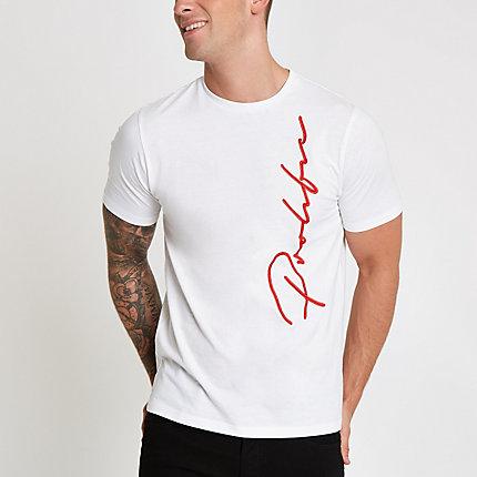 River Island Mens White 'prolific' Print Slim Fit T-shirt