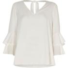 River Island Womens White Double Bell Sleeve Top