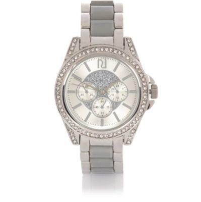 River Island Womens Silver Tone Chunky Embellished Watch