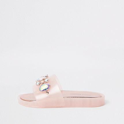 River Island Womens Jelly Embellished Sliders