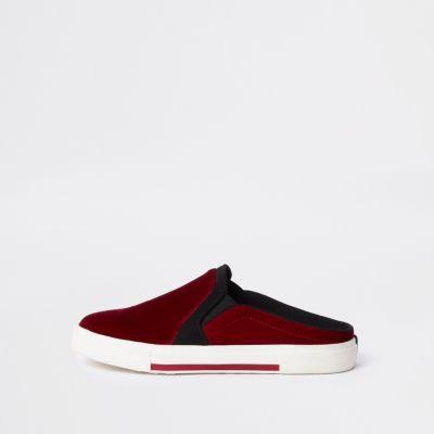 River Island Womens Velvet Slip-on Backless Plimsolls