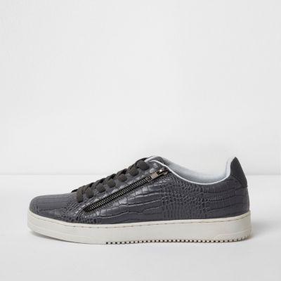 River Island Mens Croc Embossed Lace-up Plimsolls