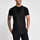 River Island Mens And Burgundy Check Suit Waistcoat