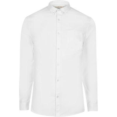 River Island Menswhite Casual Skinny Fit Oxford Shirt
