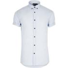 River Island Mensblue Casual Slim Fit Short Sleeve Shirt