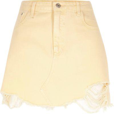 River Island Womens Ripped Hem Denim Mini Skirt