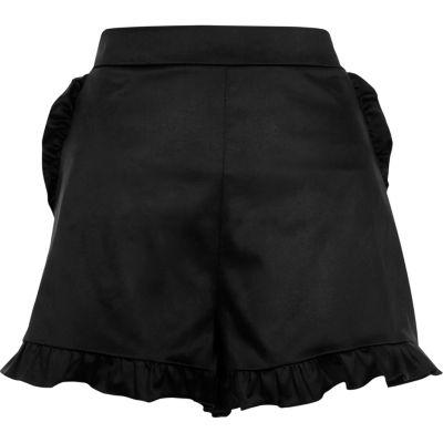 River Island Womens Satin Frill Hem High Waisted Shorts