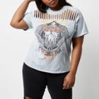 River Island Womens Plus Slashed Band Print T-shirt