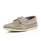 River Island Mensstone Perforated Suede Boat Shoes