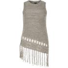 River Island Womens Knitted Fringed Asymmetric Tank