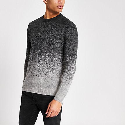 River Island Mens Supergry Gradient Knitted Jumper