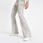 River Island Womens Snake Print Flared Jersey Trousers
