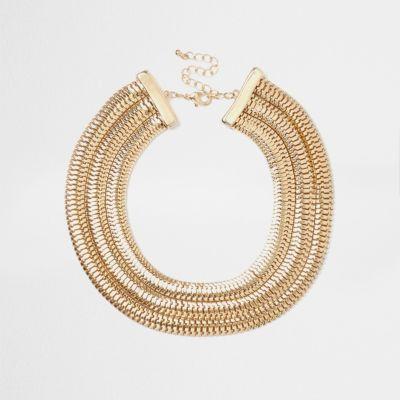 River Island Womens Gold Tone Chunky Snake Chain Choker