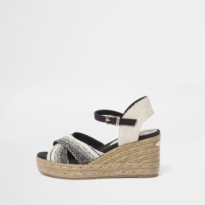 River Island Womens Cross Strap Espadrille Wedge Sandals
