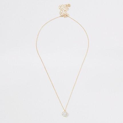 River Island Womens Gold Colour Diamante Stud Necklace