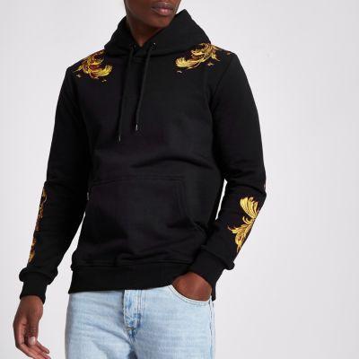 River Island Mens Criminal Damage Embroidered Hoodie