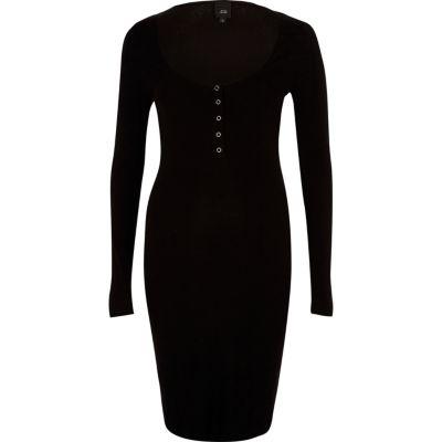 River Island Womens Long Sleeve Ribbed Bodycon Dress