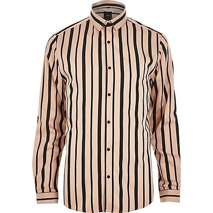 River Island Mens Big And Tall Stripe Slim Fit Shirt