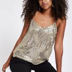 River Island Womens Gold Sequin Embellished Cami Top