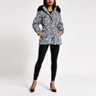 River Island Womens Petite Snake Print Belt Puffer Jacket