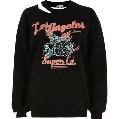 River Island Womens 'los Angleles' Print Cut Out Sweatshirt