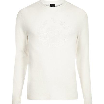 River Island Mens Embroidered Slim Fit Long Sleeve Sweater