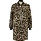 River Island Womens Leopard Print Longline Bomber Jacket