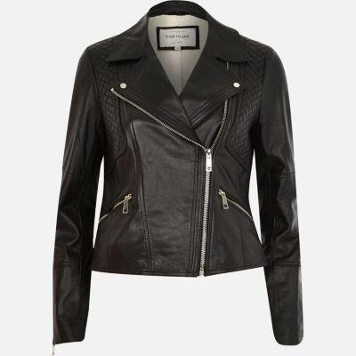 River Island Leather Fitted Biker Jacket
