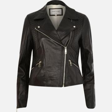 River Island Leather Fitted Biker Jacket