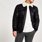 River Island Mens Faux Leather Shearling Jacket