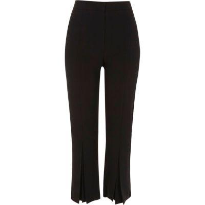 River Island Womens Pleated Hem Straight Cropped Trousers