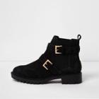 River Island Womens Suede Buckle Chunky Ankle Boots