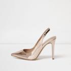 River Island Womens Gold Wide Fit Metallic Slingback Court Shoes
