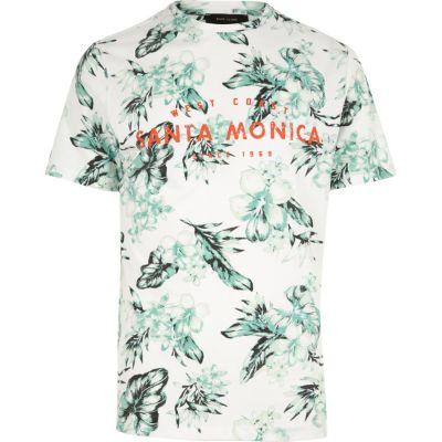 River Island Mens White Santa Monica T-shirt
