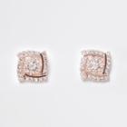 River Island Womens Rose Gold Square Diamante Stud Earrings